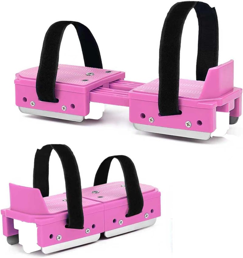 Toddler Ice Skates, Kids Adjustable Double Runner Ice Skates with Hook and Loop Fastener Straps, Blue Double Blade Ice Skates for Winter Toddler Training Shoes Beginner